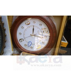 OkaeYa round shape wall clock Quartz Brown colour